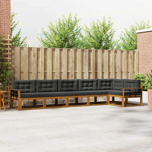 Комплект дивани за открито 6 pcs Натурален и Антрацит