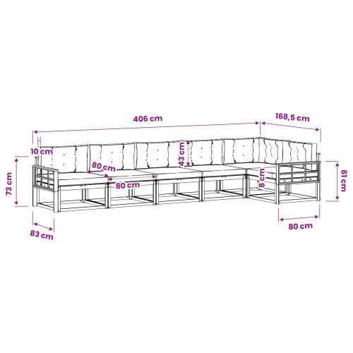 Комплект дивани за открито 6 pcs Натурален и Бежов