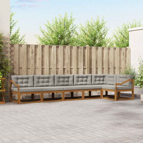 Комплект дивани за открито 6 pcs Натурално и светлосиво