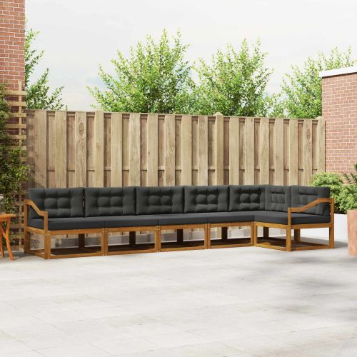 Комплект дивани за открито 6 pcs Натурален и Антрацит