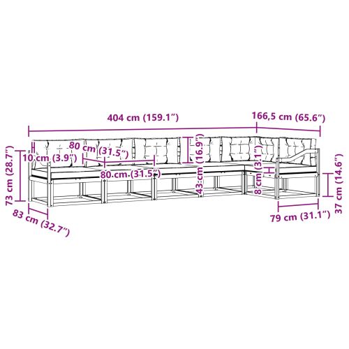Комплект дивани за открито 6 pcs Натурален и Бежов