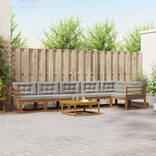 Комплект дивани за открито 7 pcs Естествено и светло сиво