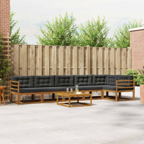 Комплект дивани за открито 7 pcs Натурален и Антрацит