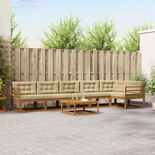 Комплект дивани за открито 7 pcs Натурален и Бежов