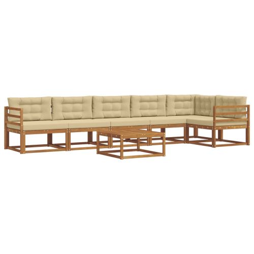 Комплект дивани за открито 7 pcs Натурален и Бежов
