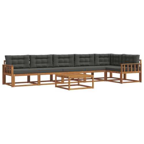 Комплект дивани за открито 7 pcs Натурален и Антрацит