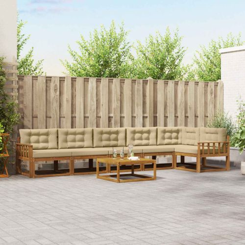 Комплект дивани за открито 7 pcs Натурален и Бежов