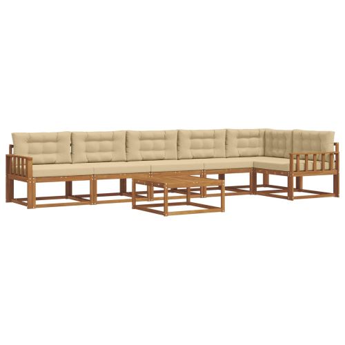 Комплект дивани за открито 7 pcs Натурален и Бежов