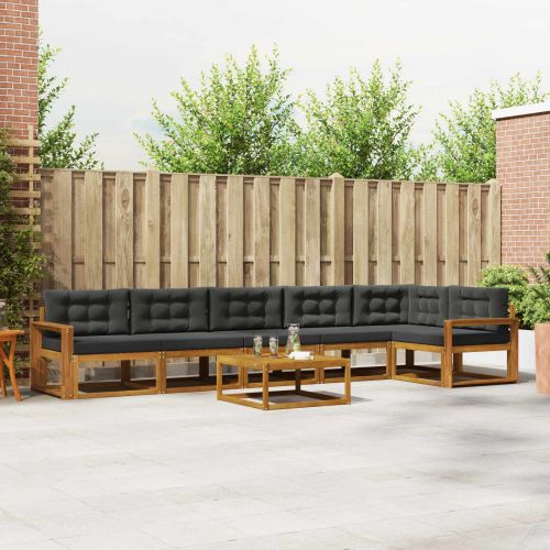 Комплект дивани за открито 7 pcs Натурален и Антрацит