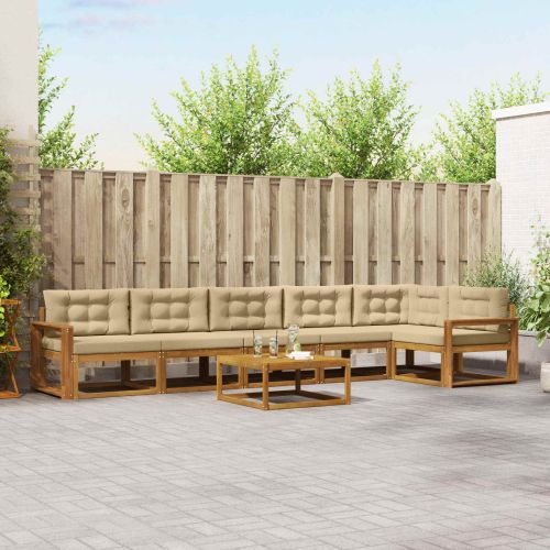 Комплект дивани за открито 7 pcs Натурален и Бежов