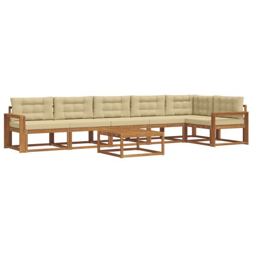 Комплект дивани за открито 7 pcs Натурален и Бежов