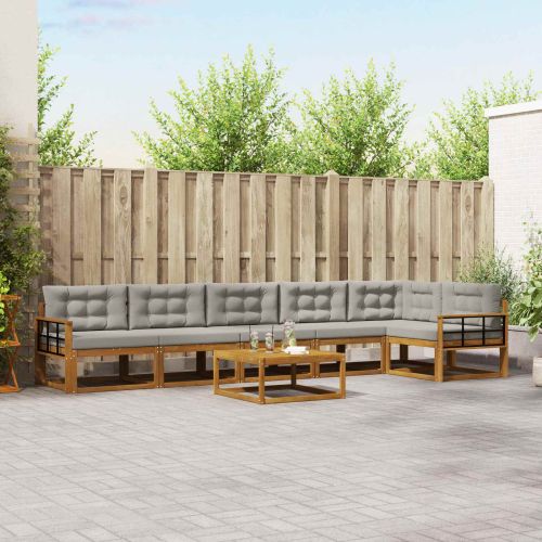 Комплект дивани за открито 7 pcs Естествено и светло сиво