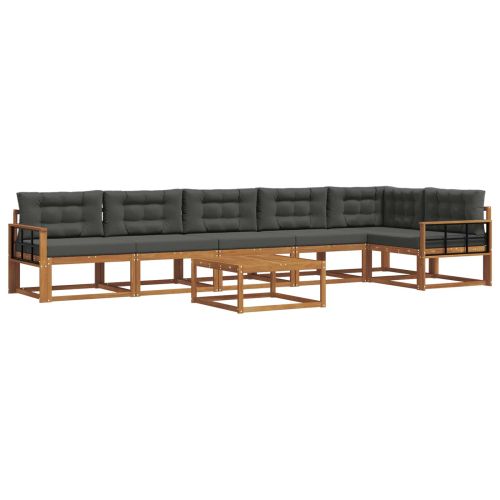 Комплект дивани за открито 7 pcs Натурален и Антрацит