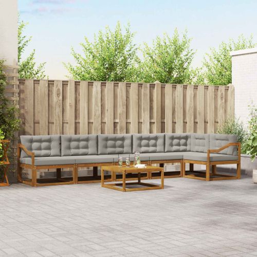 Комплект дивани за открито 7 pcs Естествено и светло сиво