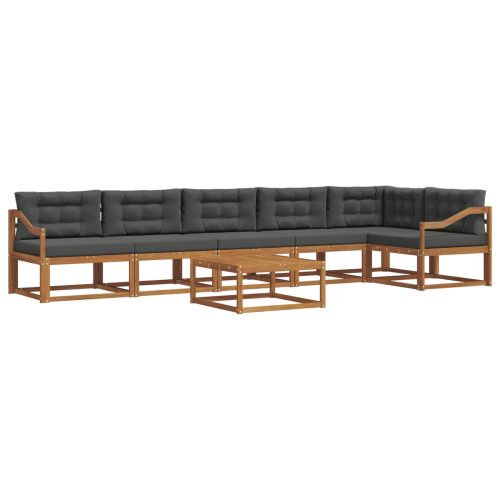 Комплект дивани за открито 7 pcs Натурален и Антрацит