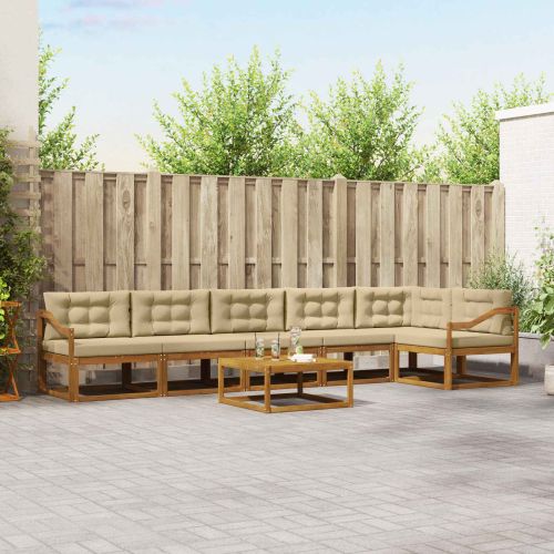 Комплект дивани за открито 7 pcs Натурален и Бежов