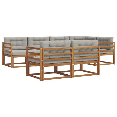 Комплект дивани за открито 7 pcs Натурално и светлосиво