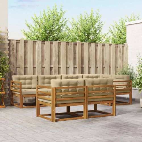 Комплект дивани за открито 7 pcs Натурален и Бежов