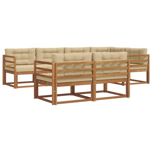 Комплект дивани за открито 7 pcs Натурален и Бежов