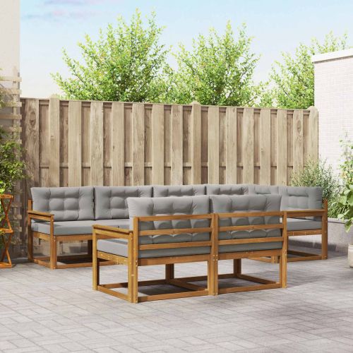 Комплект дивани за открито 7 pcs Натурално и светлосиво