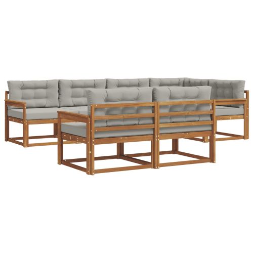 Комплект дивани за открито 7 pcs Натурално и светлосиво