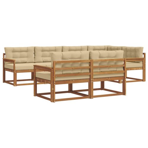 Комплект дивани за открито 7 pcs Натурален и Бежов