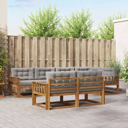 Комплект дивани за открито 7 pcs Натурално и светлосиво