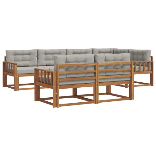 Комплект дивани за открито 7 pcs Натурално и светлосиво