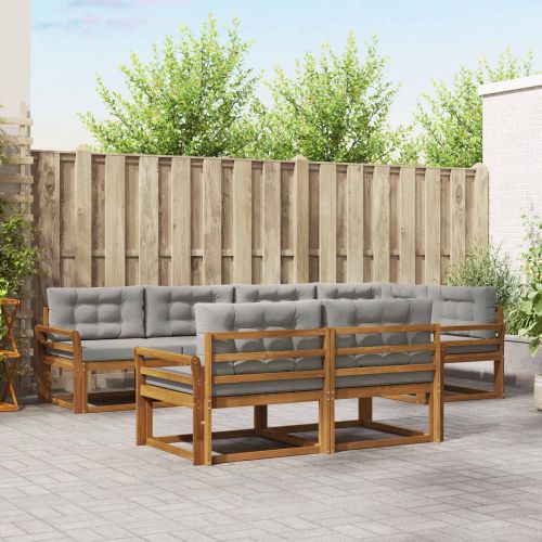 Комплект дивани за открито 7 pcs Натурално и светлосиво