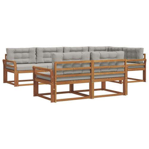 Комплект дивани за открито 7 pcs Натурално и светлосиво