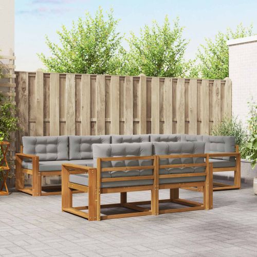 Комплект дивани за открито 7 pcs Натурално и светлосиво