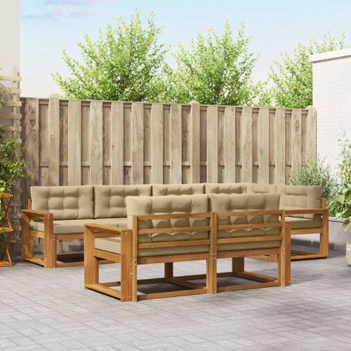 Комплект дивани за открито 7 pcs Натурален и Бежов