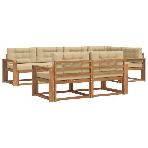 Комплект дивани за открито 7 pcs Натурален и Бежов