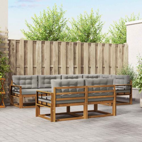 Комплект дивани за открито 7 pcs Натурално и светлосиво