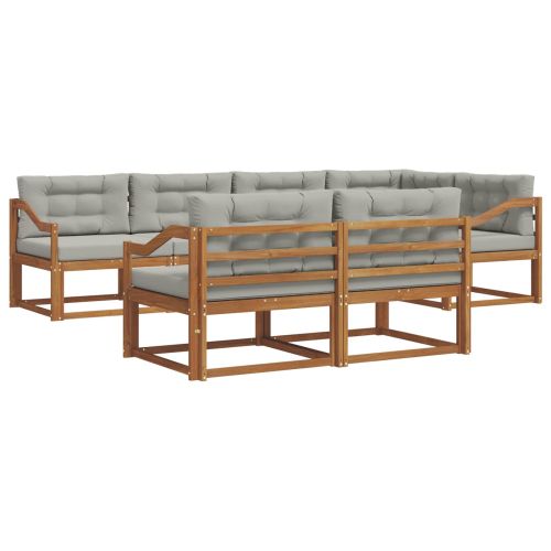 Комплект дивани за открито 7 pcs Натурално и светлосиво