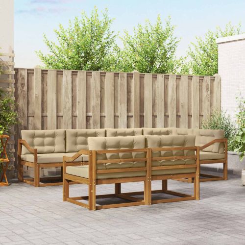 Комплект дивани за открито 7 pcs Натурален и Бежов