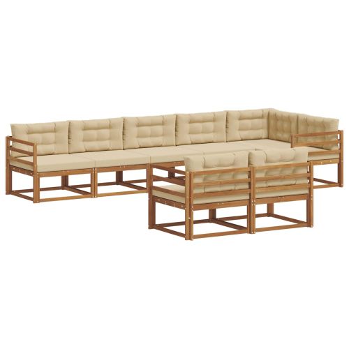 Комплект дивани за открито 8 pcs Натурален и Бежов