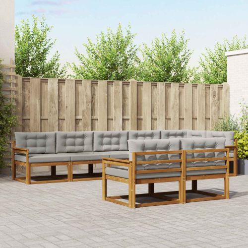 Комплект дивани за открито 8 pcs Естествено и светло сиво