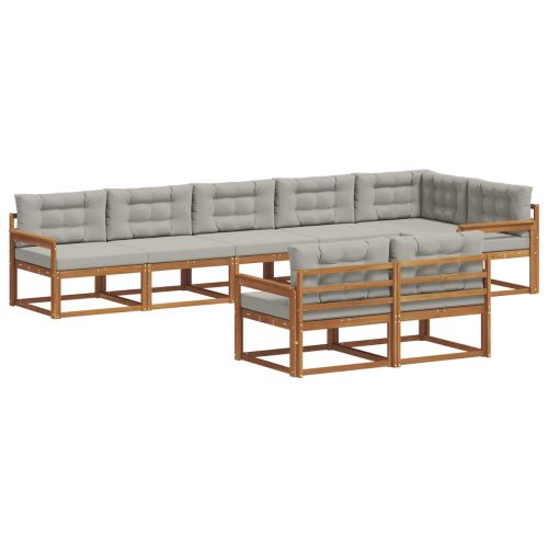 Комплект дивани за открито 8 pcs Естествено и светло сиво