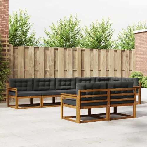 Комплект дивани за открито 8 pcs Натурален и Антрацит