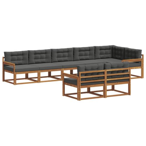 Комплект дивани за открито 8 pcs Натурален и Антрацит