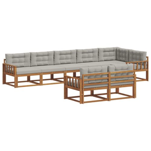 Комплект дивани за открито 8 pcs Естествено и светло сиво