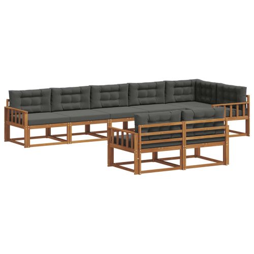 Комплект дивани за открито 8 pcs Натурален и Антрацит