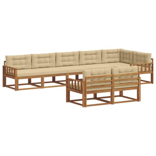 Комплект дивани за открито 8 pcs Натурален и Бежов