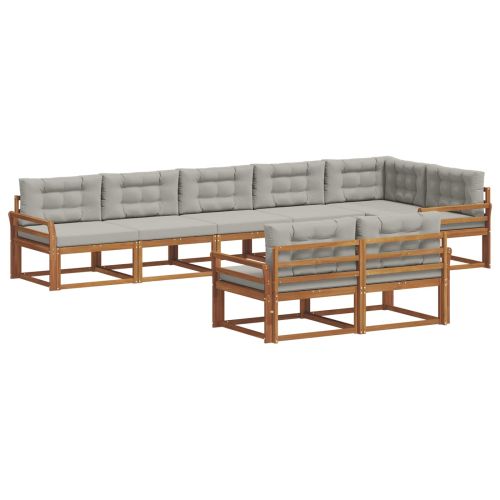 Комплект дивани за открито 8 pcs Естествено и светло сиво