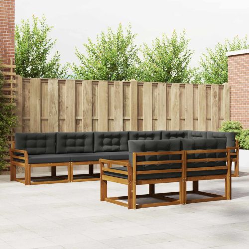 Комплект дивани за открито 8 pcs Натурален и Антрацит