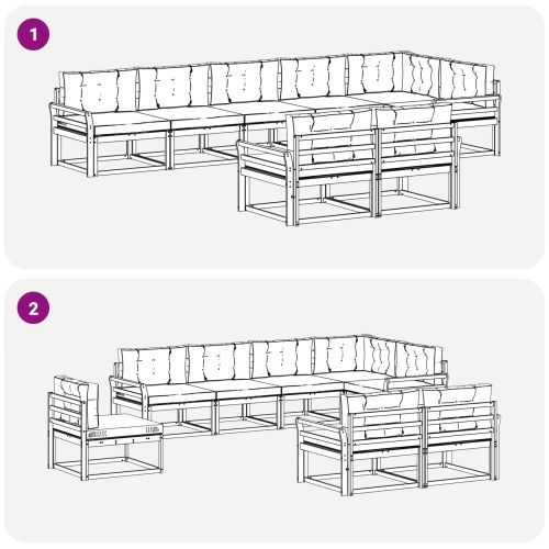 Комплект дивани за открито 8 pcs Натурален и Антрацит