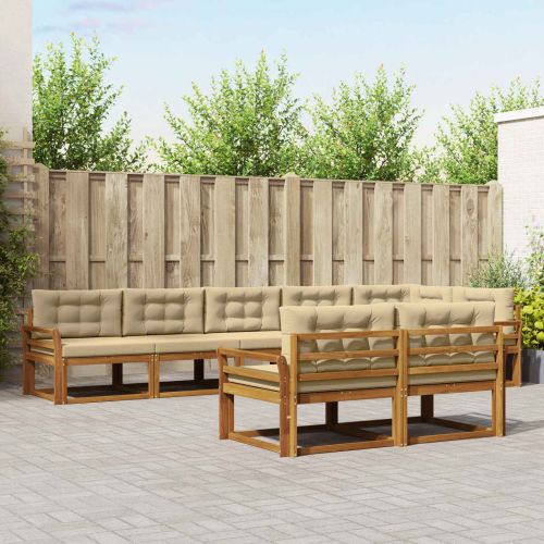 Комплект дивани за открито 8 pcs Натурален и Бежов