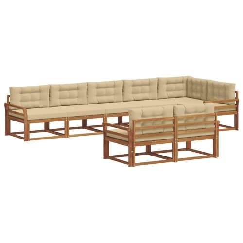Комплект дивани за открито 8 pcs Натурален и Бежов