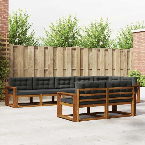 Комплект дивани за открито 8 pcs Натурален и Антрацит